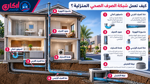كيف تعمل شبكة الصرف الصحي داخل المنزل